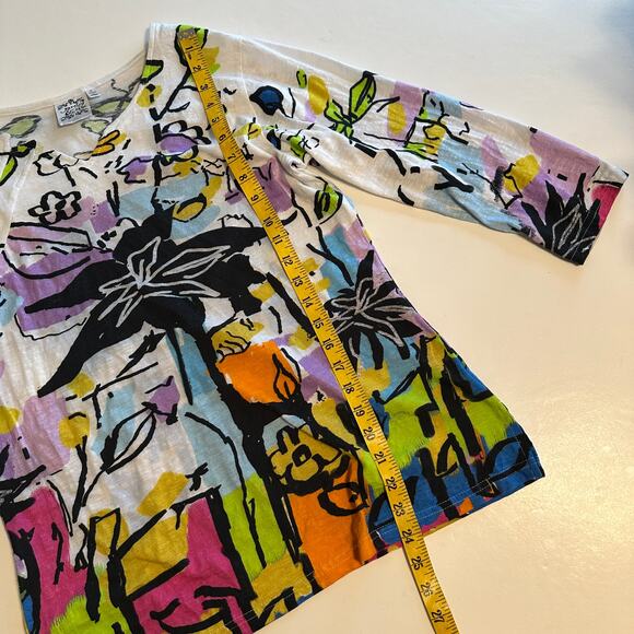 Parsley & Sage Colorful Doodle Sketch Tee Womens Small Lagenlook Boho Artsy Top - Picture 9 of 9